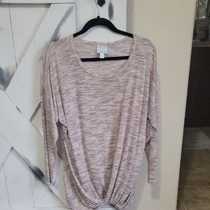 Sunday Women's Heathered Long Sleeve Top - Light Pink